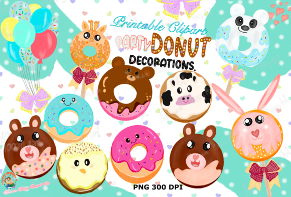 Donut Party Decorations Printable Clipart Set: Elevating Creative Projects with Modern Design