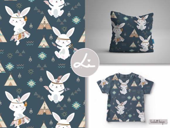 Seamless Pattern Woodland Bunny Designs