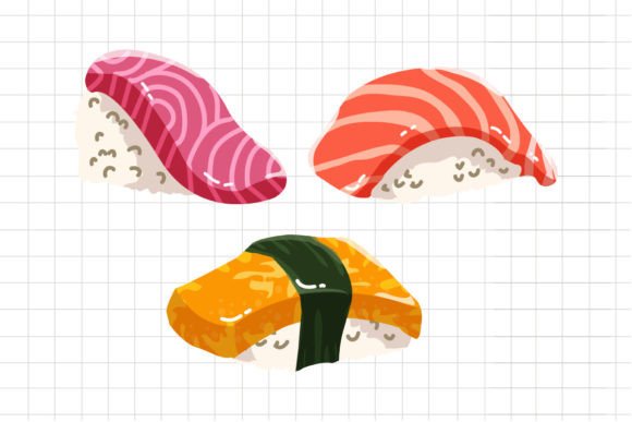 Set of Japanese Sushi Illustration: Elevating Brand Identity and Creative Projects with Authentic Vector Art