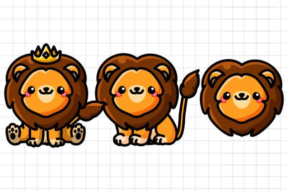 Set of the King Lion Illustration