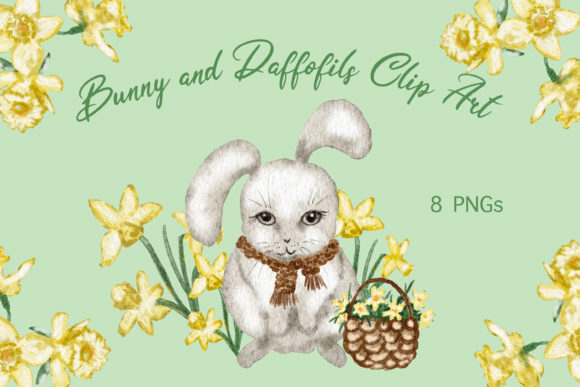 Unlocking Creativity with the Watercolor Bunny Daffodils Clip Art Set