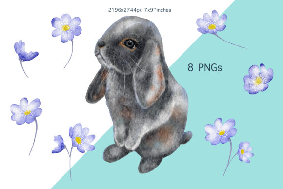Watercolor Cute Easter Bunny Clip Art