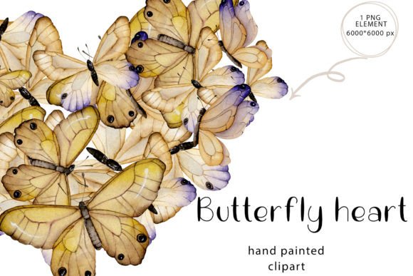 Watercolor Heart Made of Butterflies