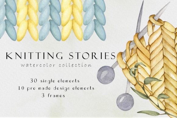 Watercolor Knitting Stories Clipart: Bringing Warmth to Your Creative Projects