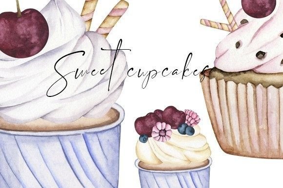 Watercolor Sweet Cupcakes Clipart: Elevate Your Visual Storytelling