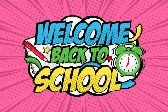 WelcomeTo School Pop Art Style Vector